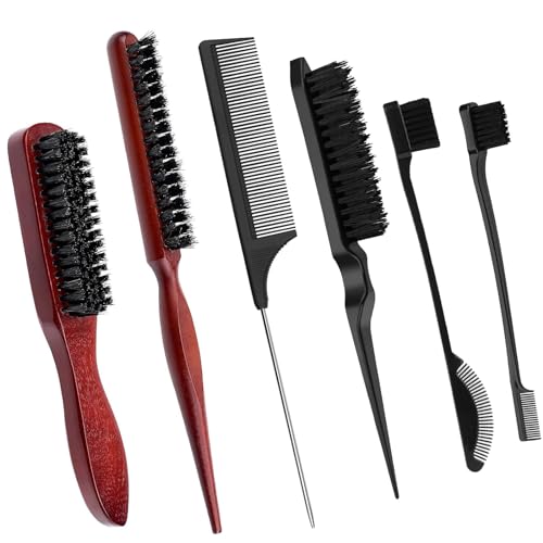 5 Stück Mode Sleek Bun Bürste,Sleek Zopf Bürste Welliges Trockenes Haar,Sleek Bürste,Haarbürste Sleek Look,Augenbrauenkamm Mit Wellenform Für Damen,Herren,Kinder Und Friseure von WUSANNA