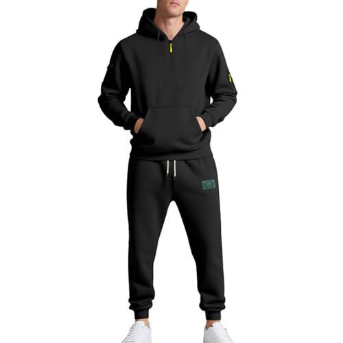 Jogginganzug Herren 2-teilig Hoodie Und Jogginghose Trainingsanzug Locker Baggy Freizeitanzug Zweiteiler Outfit Übergroße Tracksuit Y2K Hip Hop Streetwear Hoodie Set Männer Oversize Jogging Sportanzug von WUSENTOF