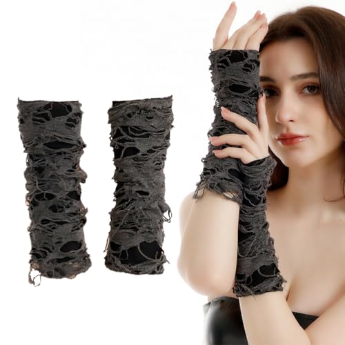 WUSJCOF 1 Paar Fingerlose Damen Punk Spinnennetz Spitzenhandschuhe für Halloween Kostüm Cosplay Kostümzubehör Kostümparty Karneval Thema Party. von WUSJCOF