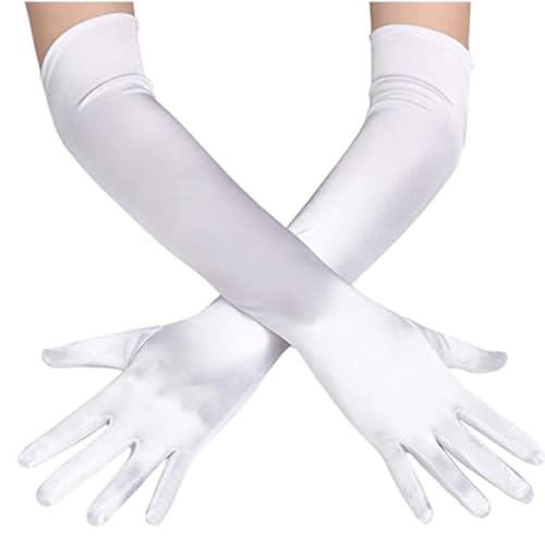 WUSJCOF 1 Paar Handschuhe Lang, Elegant Damen, Satin Classic Abendhandschuhe, 1920er Handschuhe für Classic Opera Party HalloweenKarneval Kostüm von WUSJCOF