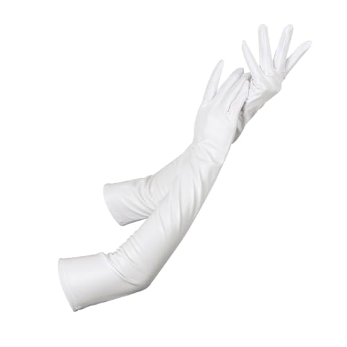 WUSJCOF 1 Paar Lange Opernhandschuhe Damen, 1920er Jahre Accessoires, Fasching Kostüm für Halloween Karneval Fasching Fest Party (Weiß) von WUSJCOF