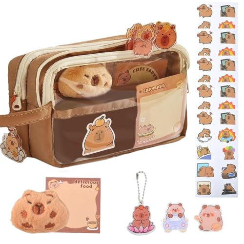 WUSJCOF 1 Set süße Federmäppchen, Federmäppchen, Sticker-Plüschtier, Kawaii-Ästhetik-Federmäppchen von WUSJCOF