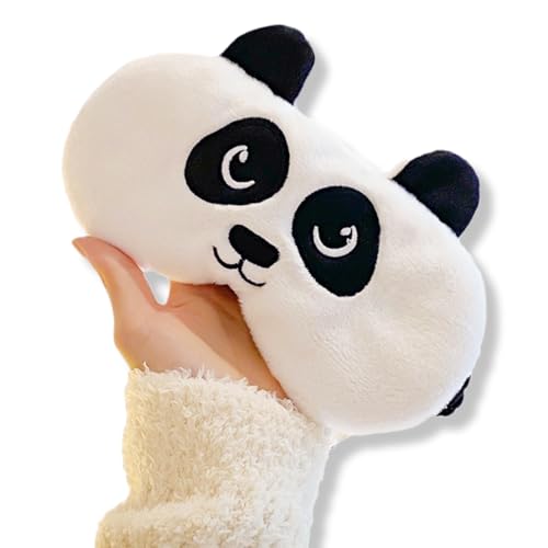 WUSJCOF 1 Stück 3D Süße Schlafmaske Kinder Ultraweich Schlafmaske für Mädchen Jungen Damen Nickerchen Reisen (Schwarz und Weiß, Panda) von WUSJCOF