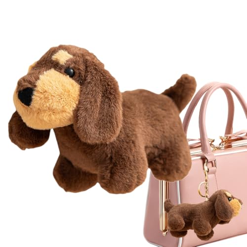 WUSJCOF 1 Stück Schlüsselanhänger Dackel,Süße Welpe Hundetasche Anhänger Leder Glücksbringer Dackel Keychain Geschenke für Lieblingsmensch Frauen Männer Kinder Geburtstag Schlüsselring von WUSJCOF