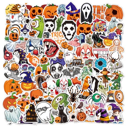 WUSJCOF 100 Stück Halloween Sticker Aufkleber für Kinder Wasserfeste Lustige Sticker für Laptop Skateboard Wasserflasche Fahrrad Helm von WUSJCOF