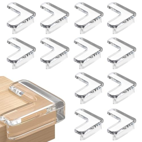 WUSJCOF 12 Stück Kantenschutz Eckenschutz Baby Soft Tischkantenschutz Selbstklebend Kinder Eckenschutz (Transparent) von WUSJCOF