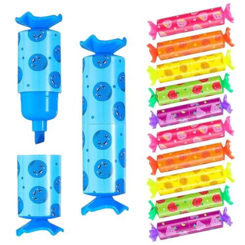 WUSJCOF 12 Stück Mini Textmarker Stift Set Mini Textliner Mini Highlighter Stifte Marker Mini Highlighter Pen für Schüler Mitgebsel Lustige Schreibwaren (6 Farben) (Süße Bonbon Form) von WUSJCOF