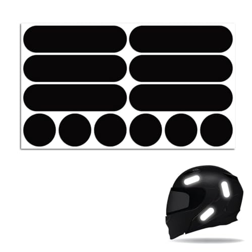 WUSJCOF 12 Stück Universal Retro Reflektierende Aufkleber Kit, Reflexfolie Nacht Signalisierung, für Fahrräder, Motorradhelme, Motorräder, Spielzeug, Erhöht die Sichtbarkeit und Sicherheit (Schwarz) von WUSJCOF