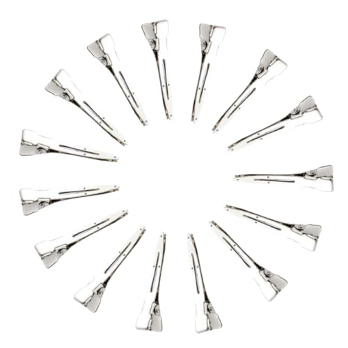 WUSJCOF 15 Stück Metall Alligator Haarspangen Haarclips Haarklemmen Friseur Damen Mädchen Haarstyling DIY (4,5 cm) (Silber) von WUSJCOF