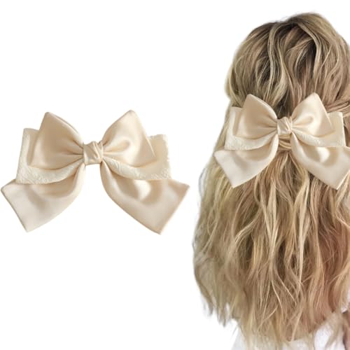 WUSJCOF 1PCS Französische Haarspangen mit Schleife Mädchen Haarspangen (Beige) von WUSJCOF