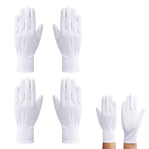 WUSJCOF 2 Paar Thin Cotton Gloves for Men & Women - Parade Gloves for Formal Marching Uniforms (White) von WUSJCOF