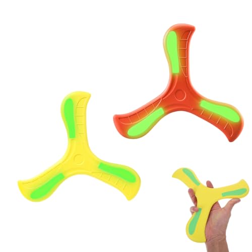 WUSJCOF 2 Stück Dreiflügelig Boomerang Wurfspiel für Kinder, Rot, gelb, Kühle Nachtfluoreszenz WUSJCOF 2 Stück Dreiflügelig Boomerang Wurfspiel für Kinder, Rot, gelb, Kühle Nachtfluoreszenz von WUSJCOF