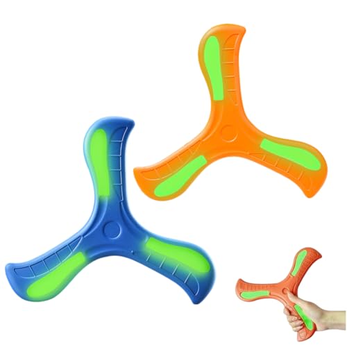 WUSJCOF 2 Stück Dreiflügelig Bumerang Wurfspiel für Kinder, Kühle Nachtfluoreszenz,Blau, Orange WUSJCOF 2 Stück Dreiflügelig Bumerang Wurfspiel für Kinder, Kühle Nachtfluoreszenz,Blau, Orange von WUSJCOF