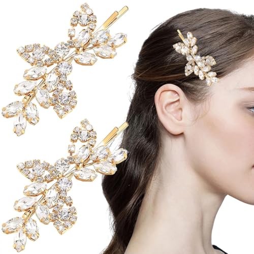 WUSJCOF 2 Stück Elegante Damen Haarspangen mit Kristallen - Vintage und Raffinierte Haarspangen, Haarschmuck für Zeremonien, Partys, Hochzeiten und den Alltag von WUSJCOF