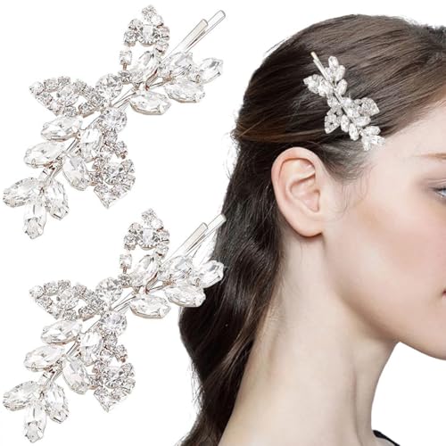 WUSJCOF 2 Stück Elegante Haarspangen für Damen - Braut Haarschmuck Hochzeit mit Perlen und Kristallen, Haarschmuck Hochzeit, Elegante Haarnadeln für Frauen und Mädchen von WUSJCOF