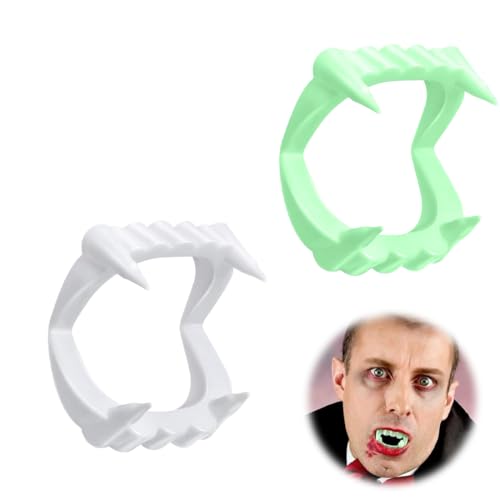 WUSJCOF 2 pcs Kinder Vampirzähne - Sicheres & stabiles Gebiss zum Aufstecken - für Dracula und Vampir Kostüme - Ideal für Halloween und Fasching von WUSJCOF