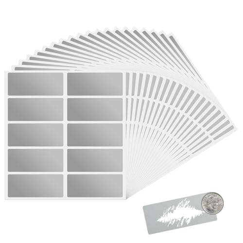 WUSJCOF 200 Stück Rubbel Etiketten Silber Rubbelaufkleber Rubbellos Aufkleber Scratch Off Sticker Label Rubbellose Selber Machen Rubbelkarten für Hochzeit Weihnachten Geburtstage(60 * 20mm) von WUSJCOF