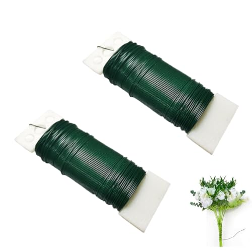 WUSJCOF 2er Bindedraht Set Blumendraht Wickeldraht Basteldraht für Blumen, Pflanzen, Rosen und Basteln,Weihnachtsdekoration (100M, 0.35mm) (Grün) von WUSJCOF