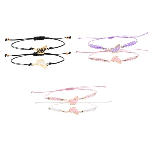 WUSJCOF 3 Paar BFF-Armbänder für passende Schmetterlingsarmbänder Verstellbarer Strang Best Friends-Armband Freundschaftsarmbänder Schmuck Geschenke Feiertagsgeschenke（Drei Modelle von WUSJCOF