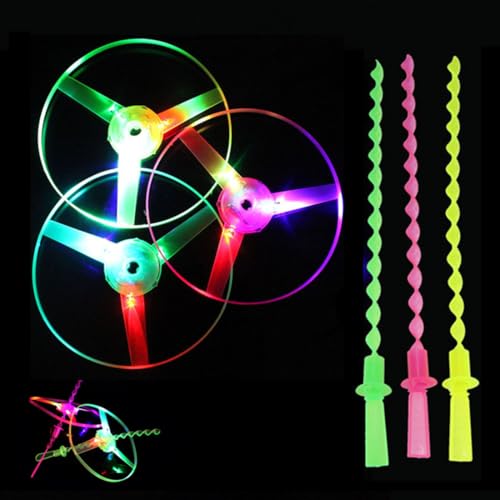 WUSJCOF 3 Pcs Propeller Leuchtspielzeug Mitgebsel Kindergeburtstag Gastgeschenke 5-10 Jahre Leuchtendes Fliegendes Spielzeug Party Gadgets Led Mitbringsel von WUSJCOF