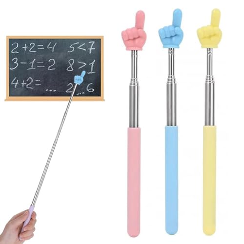 WUSJCOF 3 pcs Extendable Stainless Steel Pointer Stick for Teachers and Children, Telescopic and Retractable, Ideal for Classroom Personal Interaction von WUSJCOF