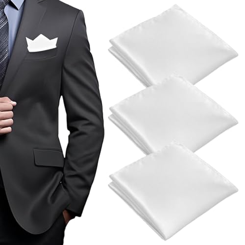 WUSJCOF 3 pcs Herren Einstecktuch halter vorgefaltet, stofftaschentücher Pochette Stecktuch (22 x 22 cm) von WUSJCOF