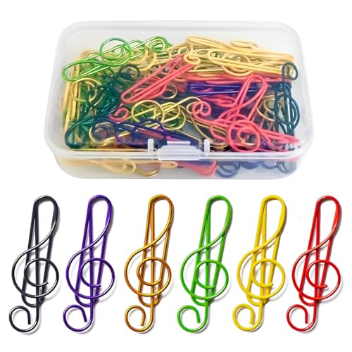 WUSJCOF 30 Stück Musiknoten Büroklammern Bunt Notenschlüssel Motiv Metall Büroklammer auch als Lesezeichen Geschenkidee für Musiker Musiklehrer Büro Schule von WUSJCOF
