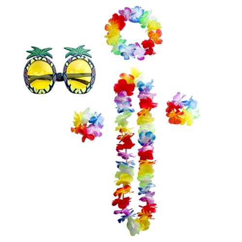 WUSJCOF 4 Stück Hawaii-Blumenkränze und Sommer-Sonnenbrillen mit Spitze, Hawaii-Halsketten, Dekorationen für tropische Geburtstagsfeiern am Strand für Kinder und Erwachsene. WUSJCOF 4 Stück Hawaii-Blumenkränze und Sommer-Sonnenbrillen mit Spitze, Hawaii-Halsketten, Dekorationen für tropische Geburtstagsfeiern am Strand für Kinder und Erwachsene. von WUSJCOF