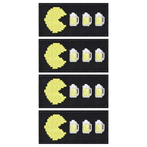 WUSJCOF 4 Stück Lustiger Patch Bier Trinkspiel Bügelbild Aufbügler Iron On Sew On Flicken Taktisch Abzeichen Militär Applikation für Weste Rucksäcke Jacke Kleidung Taschen T-Shirt Baseballkappe von WUSJCOF