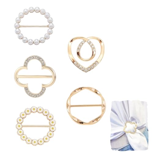 WUSJCOF 5 stück Anstecknadeln für Kleidung - Elegante Damen Broschen, Ausschnitt Verkleinern, Cardigan Clips, Schleppennadel für Brautkleid, Kleider Clip, Pin Anstecker Set von WUSJCOF