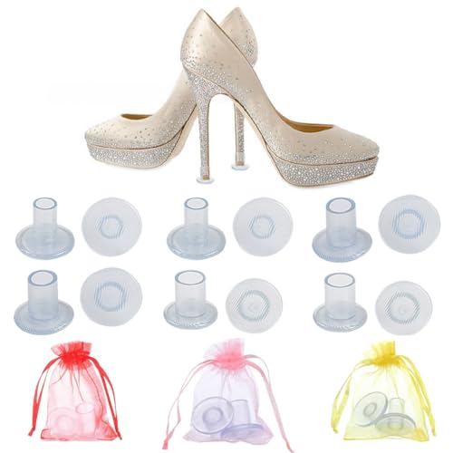 WUSJCOF 6 Paar Transparente Absatzschoner für High Heels, Rutschfeste Absatzschutz, Absatzschoner für Rasen und Hochzeit, Größen S M L von WUSJCOF