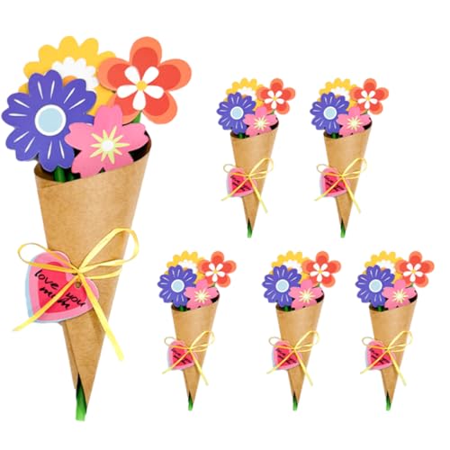 WUSJCOF 6 Stück Blumenstrauß Bastelset DIY Blume Papierbastelset Kreativset Kunsthandwerk Geschenk für Jungen Mädchen Frühling Kindergeburtstag Muttertagsgeschenk von WUSJCOF