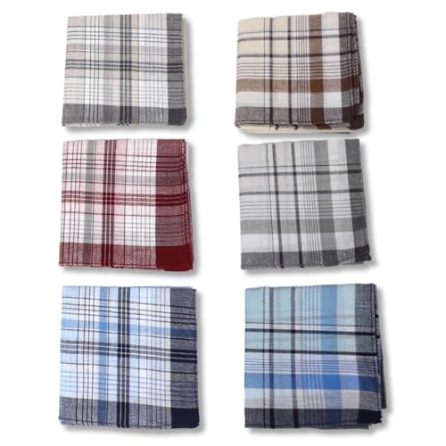 WUSJCOF 6 Stück Traditionelle Wiederverwendbare Baumwolle Stofftaschentücher Set Herren (40cm x 40cm) von WUSJCOF