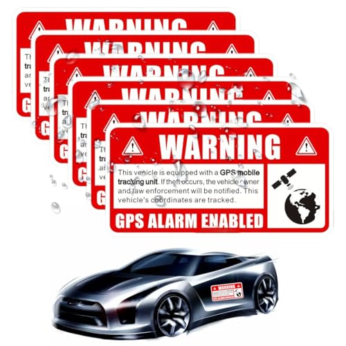 WUSJCOF 6er Set Hinweis-Aufkleber GPS Alarm Tracking System innenklebend Achtung Warnung GPS alarm-gesichert Wohnmobil Wohnwagen (10 x 5 cm) von WUSJCOF