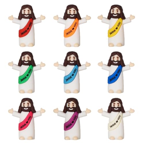 WUSJCOF 9stk Mini Jesus Figur Klassischer Christus Spielzeug für Kinder Religiöse Partys Sonntagsschule Basteln Taufgeschenke Ostereierfüller(Stil 2) von WUSJCOF