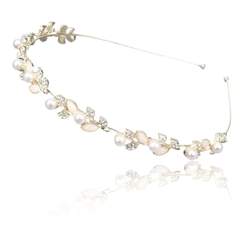 WUSJCOF Brautstirnband Hochzeit Haarband Kunstperle Strass Haarkrone Kristallperle Braut Tiara Haarbänder Elegante Accessoires von WUSJCOF