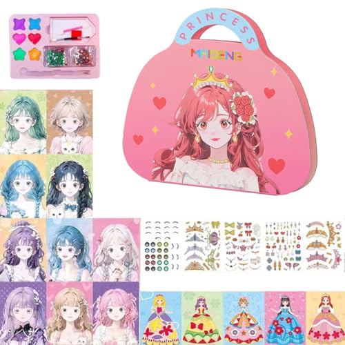 WUSJCOF Geschenk Mädchen Dress Me Up Stickerbuch Spielzeug ab 6-10 Jahre Geschenkideen Diamond Painting Kreatives Geburtstagsgeschenk von WUSJCOF