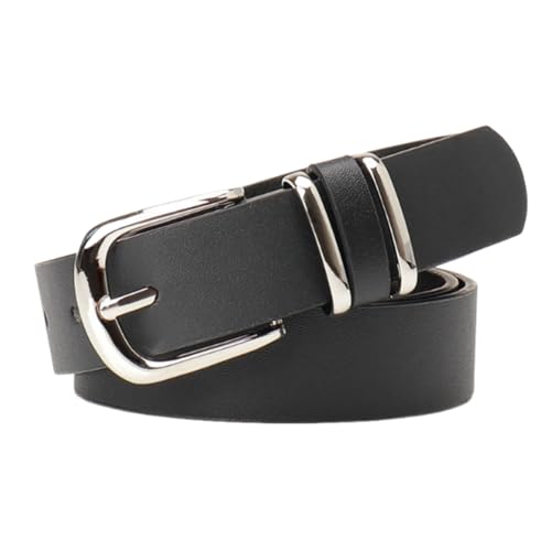 WUSJCOF Ledergürtel für Damen, Mode Gürtel für Jeans Hosen und Kleider, mit Dornschließe(Schwarz) von WUSJCOF