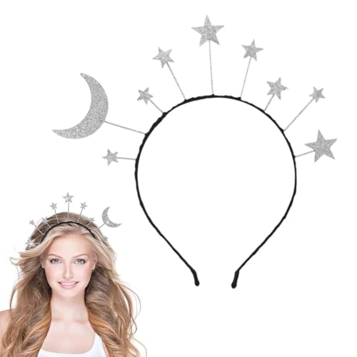 WUSJCOF Mond Haarreif Sternen Haarreif Damen – Glitzer Stirnband für Sonne Mond Sterne Kostüm, Cosplay, Geburtstag & Karneval von WUSJCOF