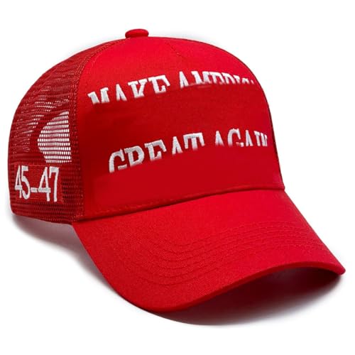 WUSJCOF Rote Baseballkappe, Basecap mit Stickerei, mit atmungsaktivem Mesh, verstellbare Baseballkappe (45-47) von WUSJCOF