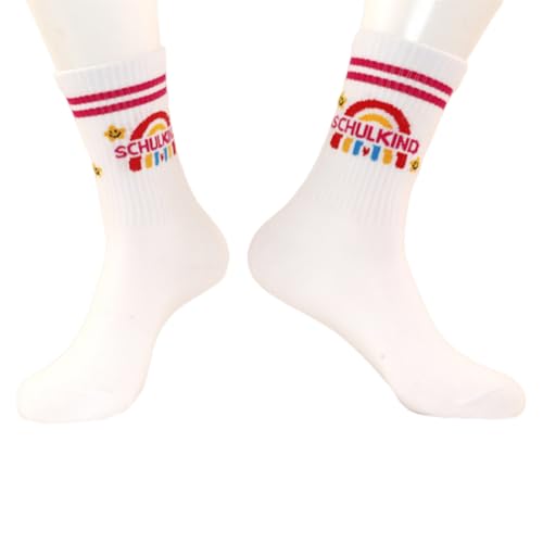 WUSJCOF Schulkind Socken Mädchen Schulanfang Geschenk Einschulung Schultüte Sportunterricht von WUSJCOF