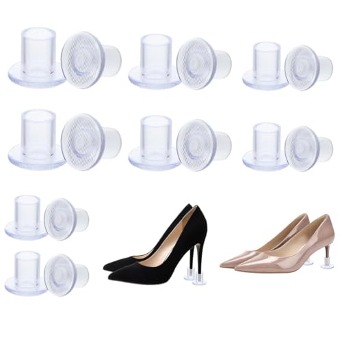 WUSJCOF Transparente Absatzschoner Hochzeit, 8 Paar Absatzschoner für Damen, Absatzschoner für High Heels, Ideal für Rasen und formelle Anlässe (7 mm, 9 mm, 11 mm, 13 mm) von WUSJCOF