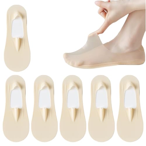 WUSJCOF Unsichtbare Socken Damen, 6 Paar Antirutsch Füßlinge, Atmungsaktiv und Leicht, Unsichtbare Socken für Loafer, Ballerinas und Bootsschuhe von WUSJCOF