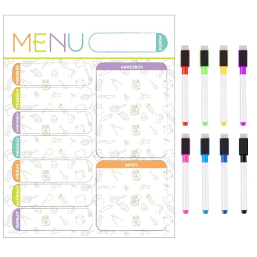 WUSJCOF Wipeable Weekly Planner, Magnetic, Weekly Menu Planner, Meal Planner for the Fridge, Weekly Meal Plan, Magnetic Board Planner Whiteboard for the Kitchen, German (28 x 21cm) von WUSJCOF