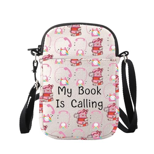 WUSUANED Funny Booktok Crossbody Bag Book Addict Gift My Book Is Calling Bag For Bookworm Readers, My Book is Calling Bag von WUSUANED