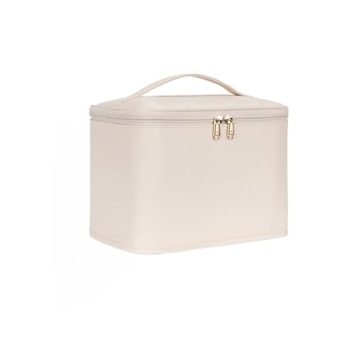 Kosmetiktasche für Reisen Reisekosmetiktasche Damen Kosmetiktasche Kosmetikbox Aufbewahrungstasche Mit Fächern Und Griffen Kulturbeutel Multifunktional(Beige) von WUTIANBAO