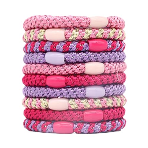 WUUISDNX 10x verstellbare elastische Haargummis Übergroße Scrunchies für Frauen Risse Haargummis Pferdeschwanzhalter Polyester Dünne Haargummis, A von WUUISDNX