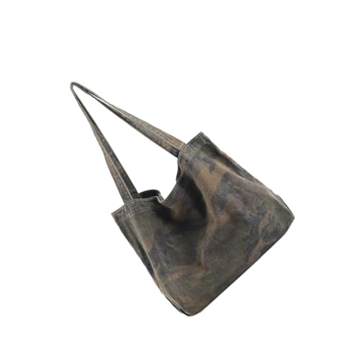 WUUISDNX Damen Vintage Canvas Tasche robust und langlebig für modische Damen unterwegs Camouflage Tote Umhängetasche Stoff Einkaufstasche, Grün von WUUISDNX