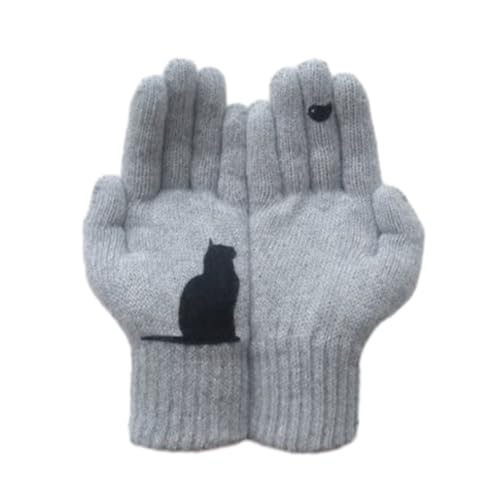 WUUISDNX Stylische Strickhandschuhe für Damen bleiben im Winter warm aus Baumwolle Baumwollhandschuhe Winterhandschuhe Damenhandschuhe winddicht, grau von WUUISDNX