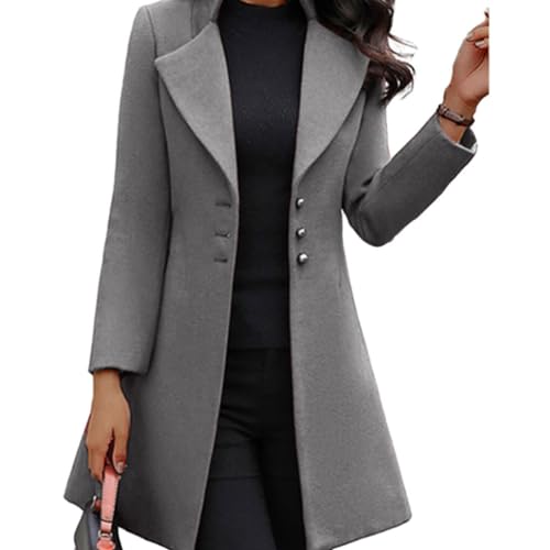 WUUISDNX Wintermantel für Damen, warm und modisch, die ganze Saison lang, aus Polyester, Herbst Winter Damenmäntel, Jackenmantel, grau M WUUISDNX Wintermantel für Damen, warm und modisch, die ganze Saison lang, aus Polyester, Herbst Winter Damenmäntel, Jackenmantel, grau M von WUUISDNX